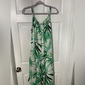 Green Leaf Print Jumpsuit